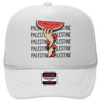 Floral Watermelon Palestine Watermelon High Crown Mesh Back Trucker Hat