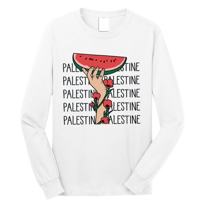 Floral Watermelon Palestine Watermelon Long Sleeve Shirt