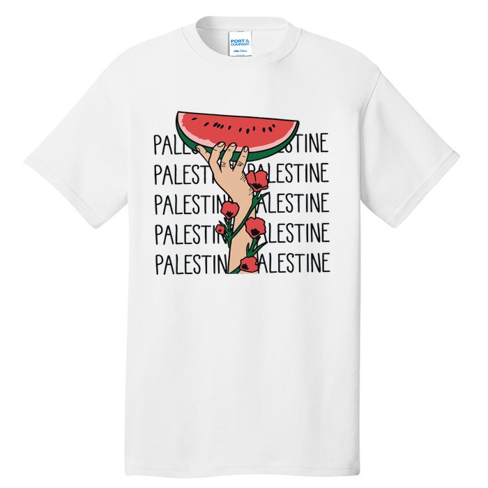 Floral Watermelon Palestine Watermelon Tall T-Shirt