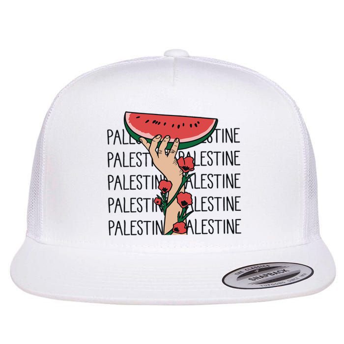 Floral Watermelon Palestine Watermelon Flat Bill Trucker Hat