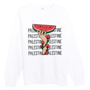 Floral Watermelon Palestine Watermelon Premium Crewneck Sweatshirt