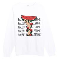 Floral Watermelon Palestine Watermelon Premium Crewneck Sweatshirt