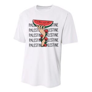 Floral Watermelon Palestine Watermelon Performance Sprint T-Shirt