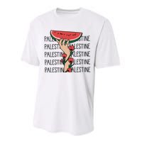 Floral Watermelon Palestine Watermelon Performance Sprint T-Shirt