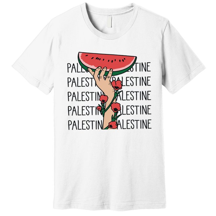 Floral Watermelon Palestine Watermelon Premium T-Shirt