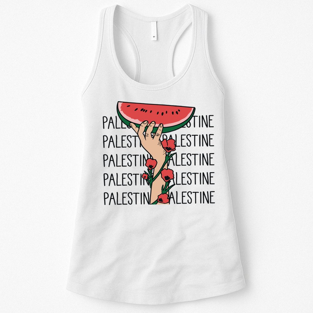 Floral Watermelon Palestine Watermelon Womens Tank Top