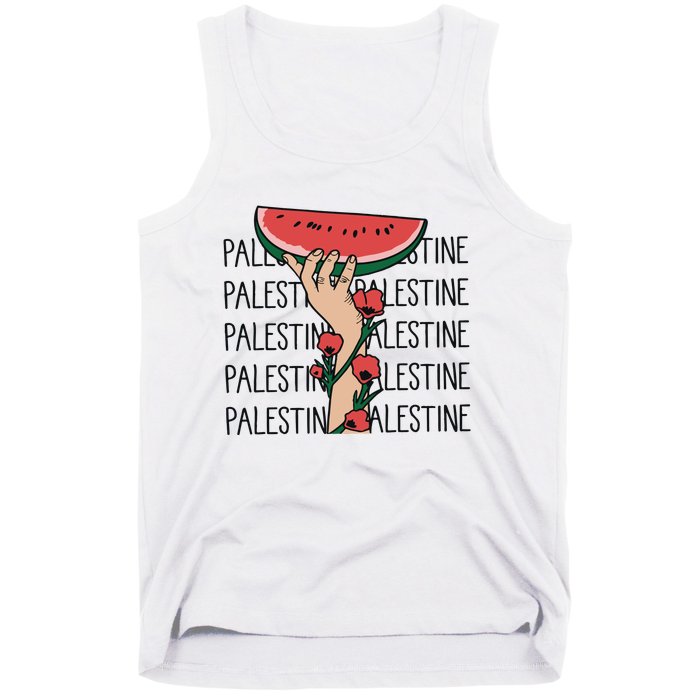 Floral Watermelon Palestine Watermelon Tank Top