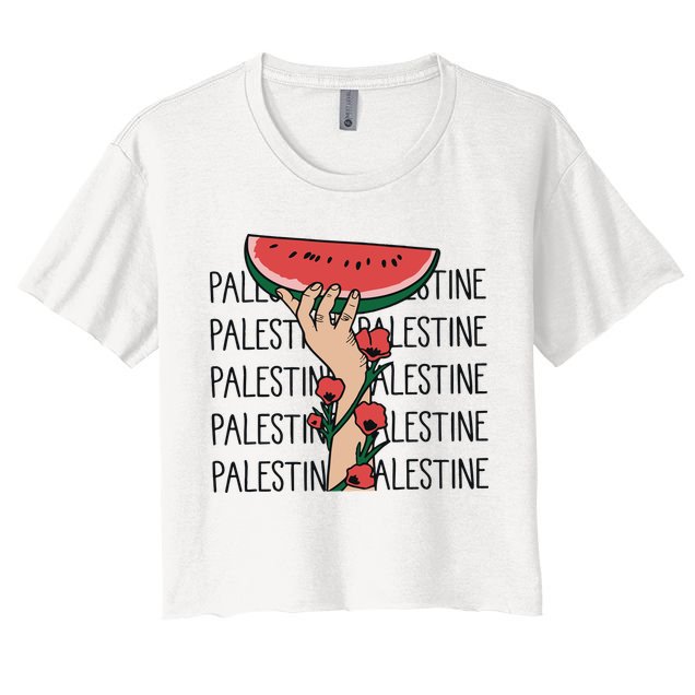 Floral Watermelon Palestine Watermelon Crop Top