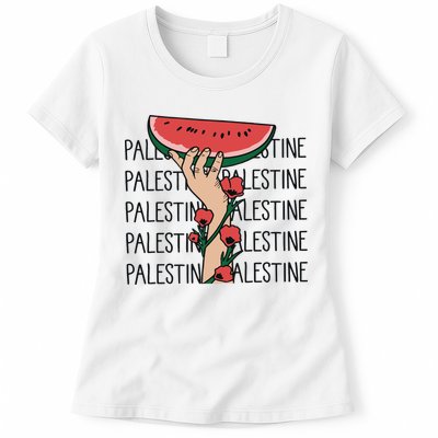 Floral Watermelon Palestine Watermelon Womens T-Shirt