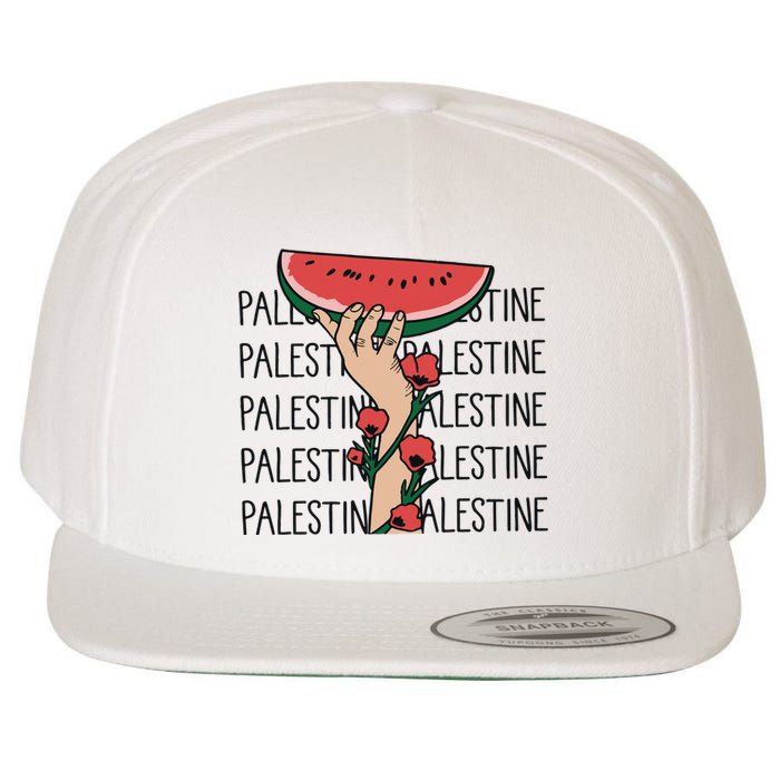 Floral Watermelon Palestine Watermelon Wool Snapback Cap