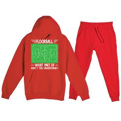 Floorball What Part Of DonT Understand Hockey Unihockey Gift Premium Hooded Sweatsuit Set