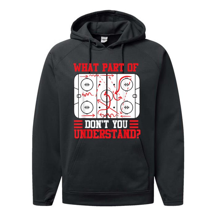 Funny What Part Of Hockey Dont You Understand Hockey Player Performance Fleece Hoodie