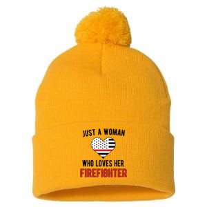 Firefighter Wife Proud Fire Wife Gift Pom Pom 12in Knit Beanie