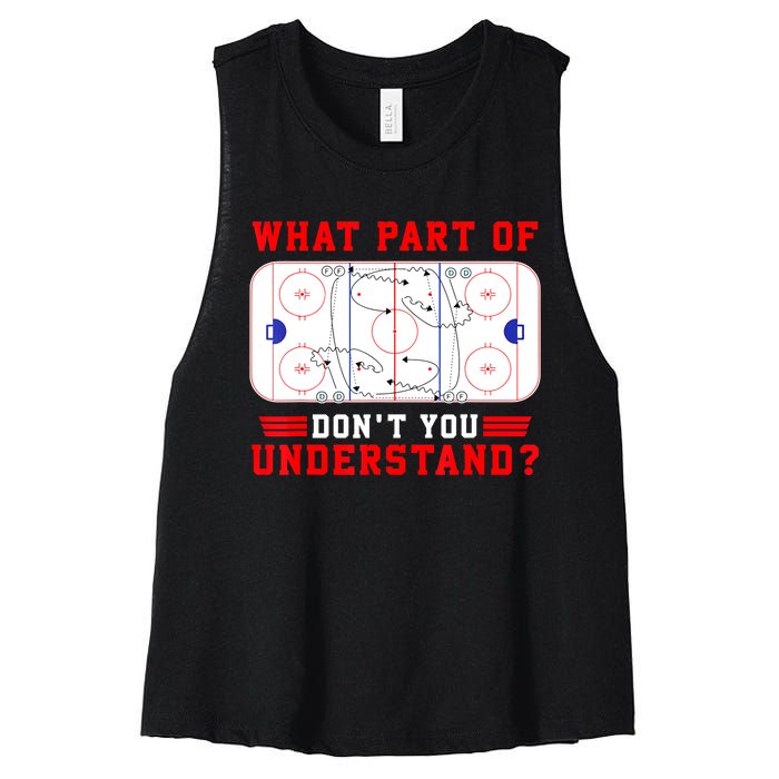 Funny What Part Of Hockey Dont You Understand Hockey Player Gift Women's Racerback Cropped Tank