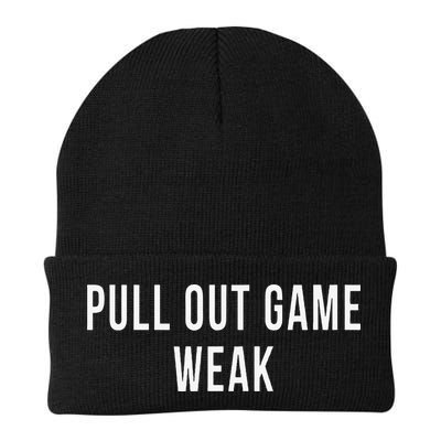 Funny Weak Pullout Game Pull Out New Dad Father Fathers Day Beanie