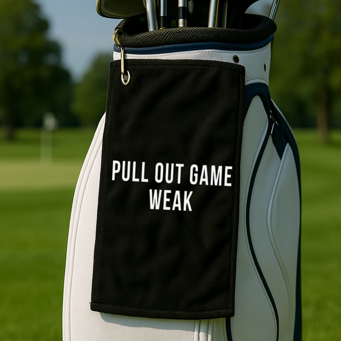 Funny Weak Pullout Game Pull Out New Dad Father Fathers Day Golf Towel