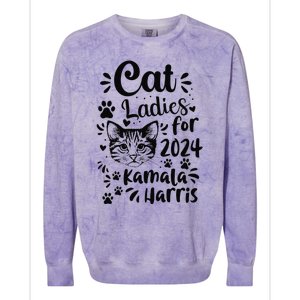 First Woman President Cat Ladies For Kamala Harris Vote 2024 Colorblast Crewneck Sweatshirt