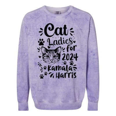 First Woman President Cat Ladies For Kamala Harris Vote 2024 Colorblast Crewneck Sweatshirt