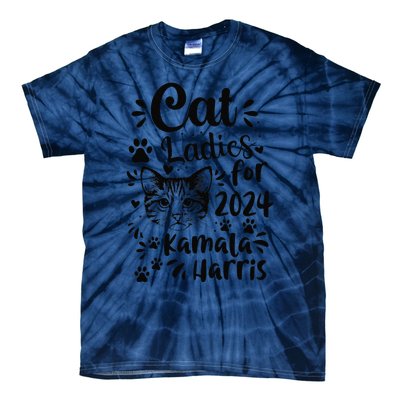 First Woman President Cat Ladies For Kamala Harris Vote 2024 Tie-Dye T-Shirt