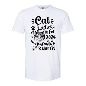 First Woman President Cat Ladies For Kamala Harris Vote 2024 Softstyle CVC T-Shirt