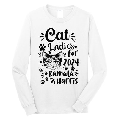 First Woman President Cat Ladies For Kamala Harris Vote 2024 Long Sleeve Shirt