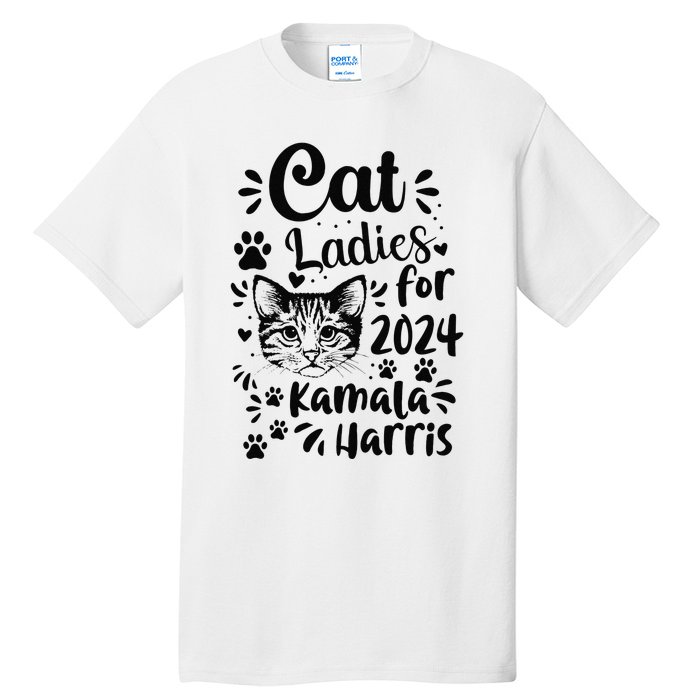 First Woman President Cat Ladies For Kamala Harris Vote 2024 Tall T-Shirt