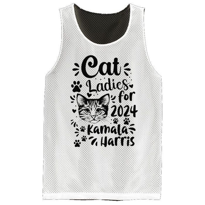 First Woman President Cat Ladies For Kamala Harris Vote 2024 Mesh Reversible Basketball Jersey Tank