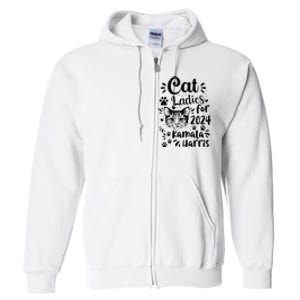 First Woman President Cat Ladies For Kamala Harris Vote 2024 Full Zip Hoodie