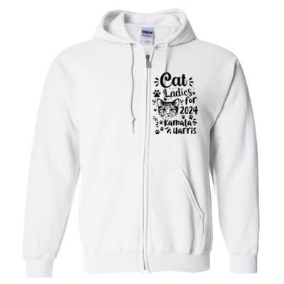 First Woman President Cat Ladies For Kamala Harris Vote 2024 Full Zip Hoodie