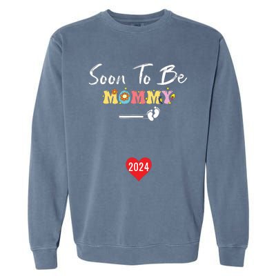 Funny Women Pregnancy Soon To Be Mommy 2024 Funny New Mom Garment-Dyed Sweatshirt