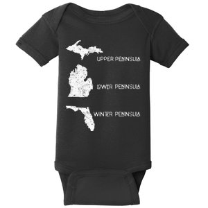 Funny Winter Peninsula Florida Vacation Michigan Michiganian Baby Bodysuit