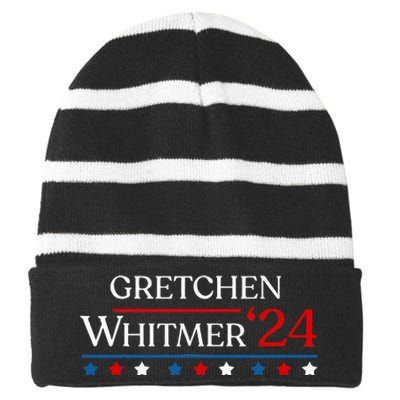 First Woman President Whitmer 2024 Gretchen Whitmer 47 Vote Striped Beanie with Solid Band