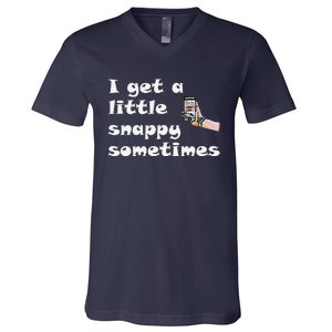 Funny Word Play I Get A Little Snappy Sometimes V-Neck T-Shirt