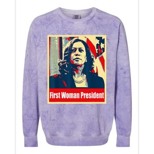 First Woman President Of America Kamala Harris 2024 Colorblast Crewneck Sweatshirt