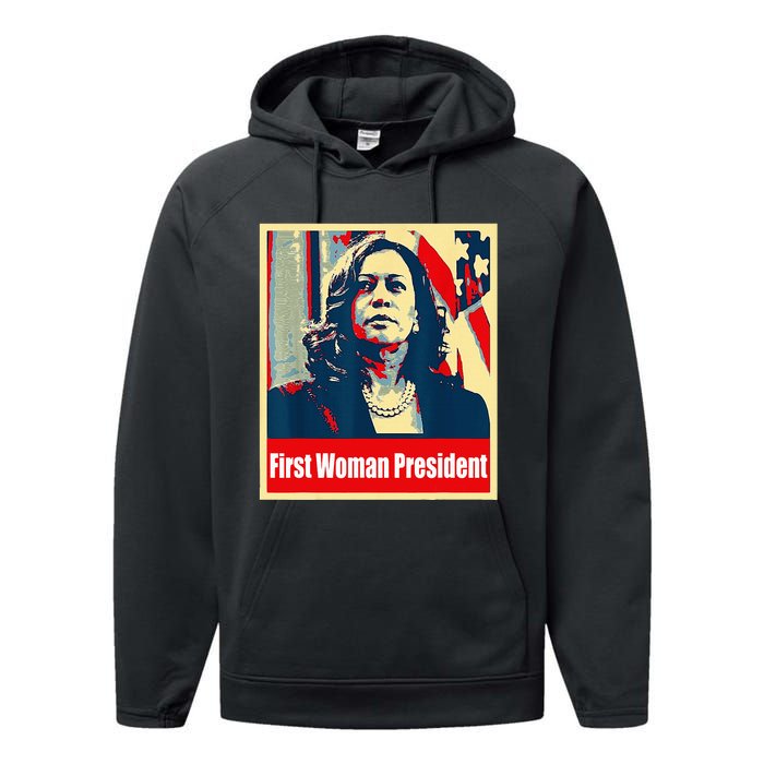 First Woman President Of America Kamala Harris 2024 Performance Fleece Hoodie