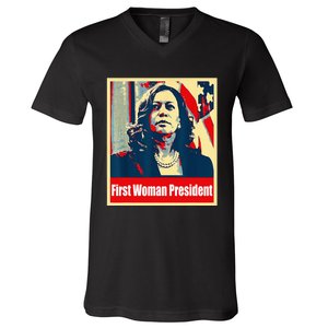 First Woman President Of America Kamala Harris 2024 V-Neck T-Shirt