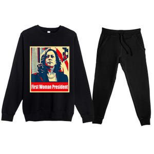 First Woman President Of America Kamala Harris 2024 Premium Crewneck Sweatsuit Set