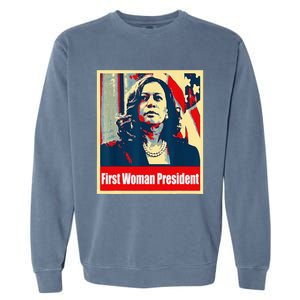 First Woman President Of America Kamala Harris 2024 Garment-Dyed Sweatshirt