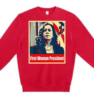 First Woman President Of America Kamala Harris 2024 Premium Crewneck Sweatshirt