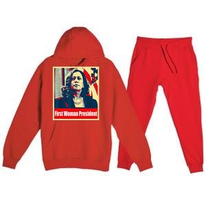 First Woman President Of America Kamala Harris 2024 Premium Hooded Sweatsuit Set