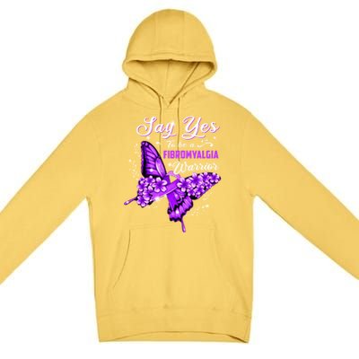 Fibromyalgia Warrior Purple Butterfly Gift Premium Pullover Hoodie