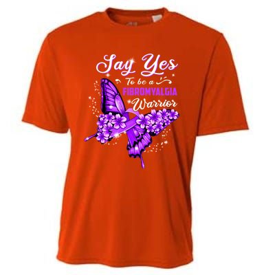 Fibromyalgia Warrior Purple Butterfly Gift Cooling Performance Crew T-Shirt