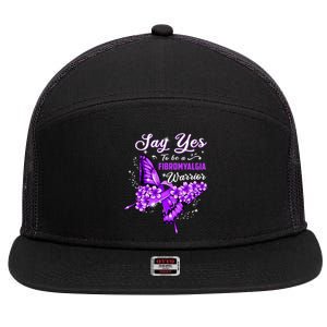 Fibromyalgia Warrior Purple Butterfly Gift 7 Panel Mesh Trucker Snapback Hat