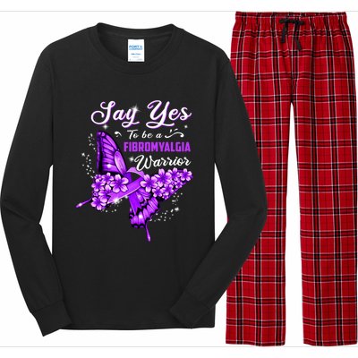 Fibromyalgia Warrior Purple Butterfly Gift Long Sleeve Pajama Set