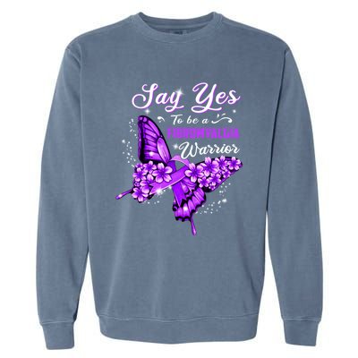 Fibromyalgia Warrior Purple Butterfly Gift Garment-Dyed Sweatshirt