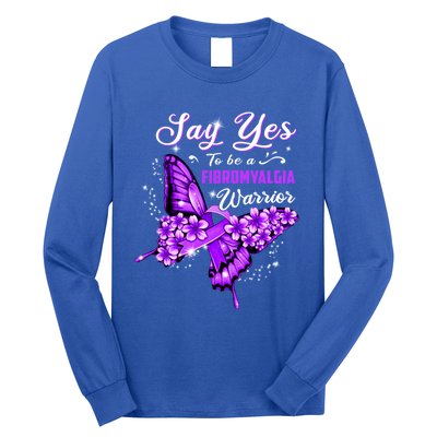 Fibromyalgia Warrior Purple Butterfly Gift Long Sleeve Shirt