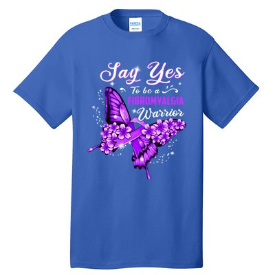 Fibromyalgia Warrior Purple Butterfly Gift Tall T-Shirt