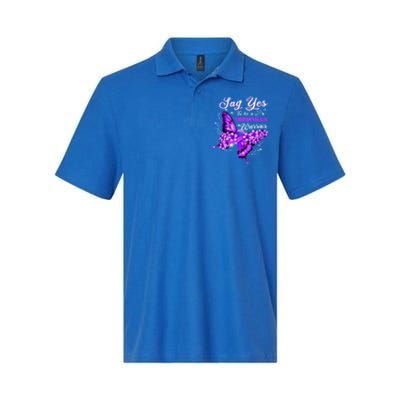 Fibromyalgia Warrior Purple Butterfly Gift Softstyle Adult Sport Polo