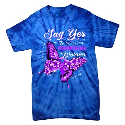 Fibromyalgia Warrior Purple Butterfly Gift Tie-Dye T-Shirt