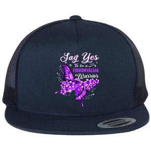 Fibromyalgia Warrior Purple Butterfly Gift Flat Bill Trucker Hat